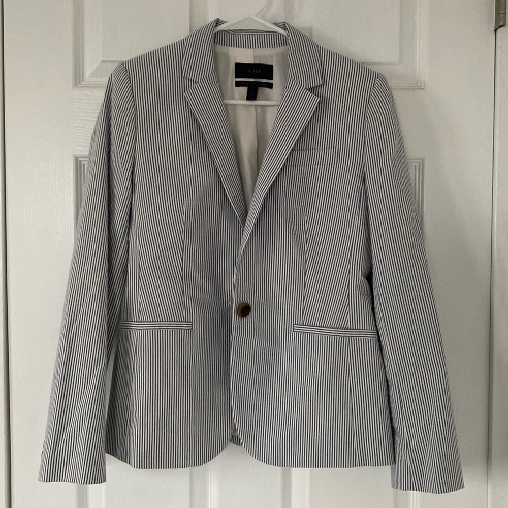 J Crew blue & white pin strip blazer